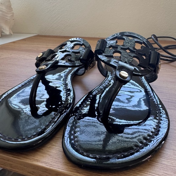 TORY BURCH millar Sandals In Black Patent Leather Size 8 - Picture 14 of 15